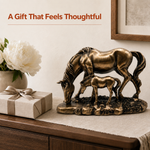 Elaris Graceful Mare & Foal Horse Sculpture Showpiece for Home & Office Décor | Nature-Inspired Decorative Figurine for Living Room, Study, Shelf & Console Table Styling