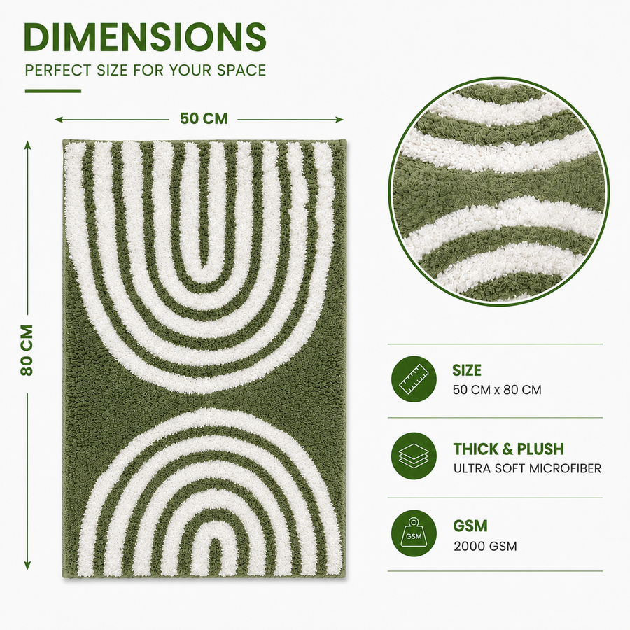 High Low Round Stripes Soft & Fluffy Mat use as Door Mat/Office/Floor/Bathroom etc. (50x80 cm) Anti-Slip (Pack of 1)