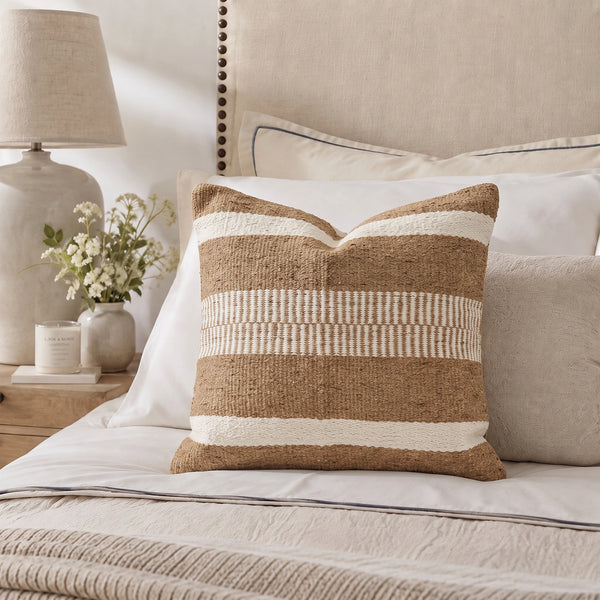Elaris Terracotta Broad Stripe Cushion Cover