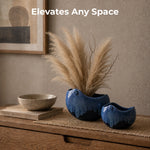 Elaris Cobalt Crescent Handcrafted Ceramic Vase - Small