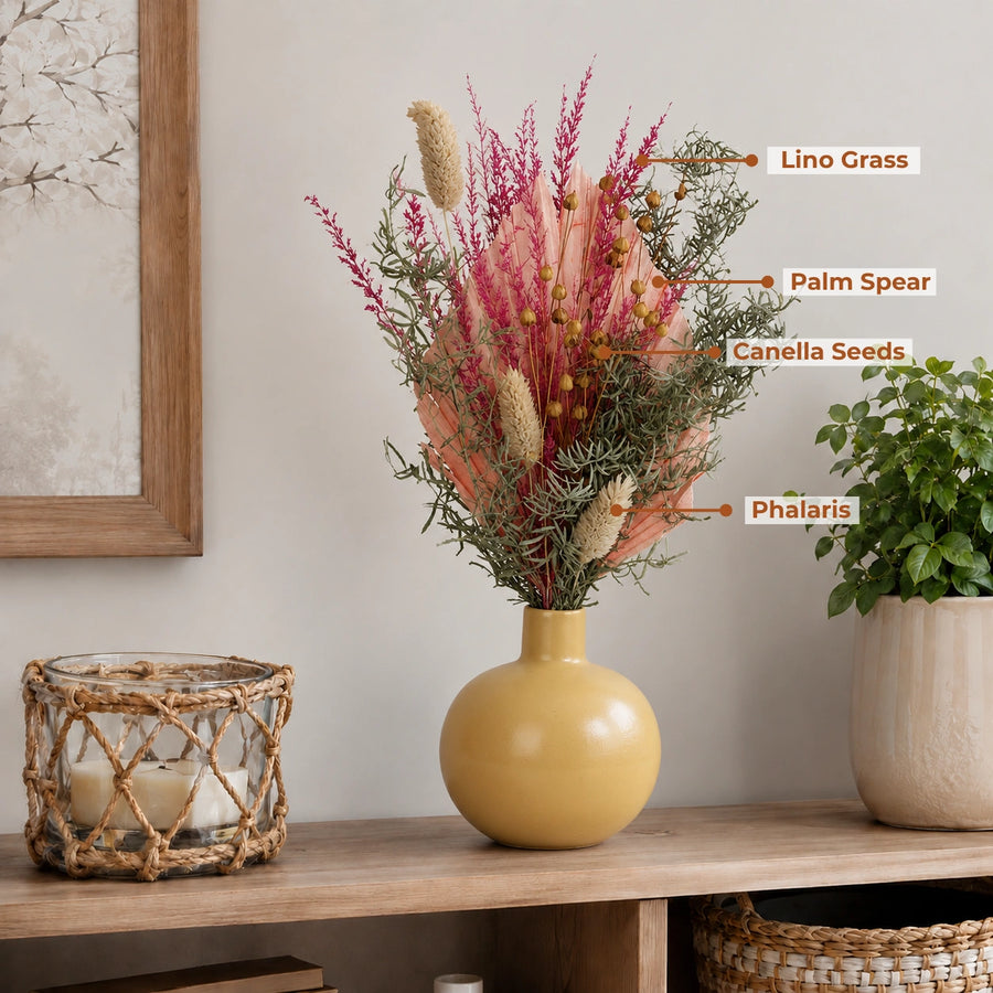 Elaris  Terra Dried Blooms With Vase