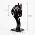 Elaris Horse Head Sculpture - Glossy Black Showpiece