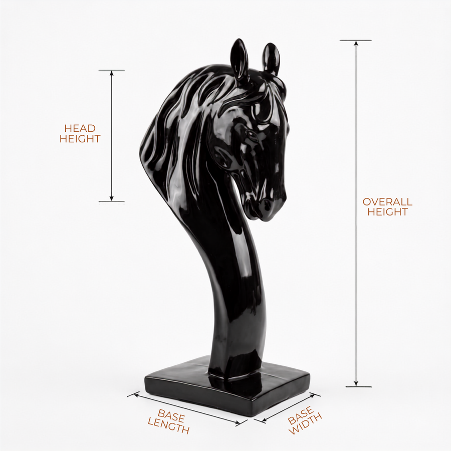 Elaris Horse Head Sculpture - Glossy Black Showpiece