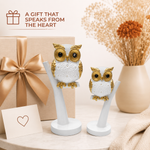 Elaris Owl Figurine Set - White & Gold Showpiece Duo