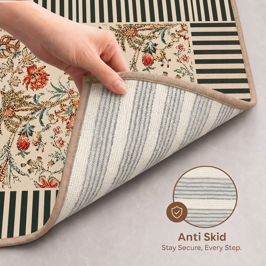 Botanical Print Anti-skid Washable Carpet 4x6 ft