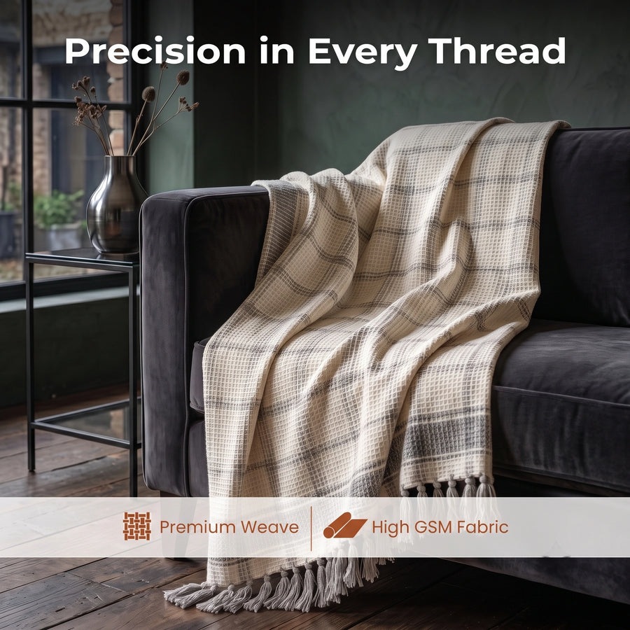 Elaris Grey Check Throw