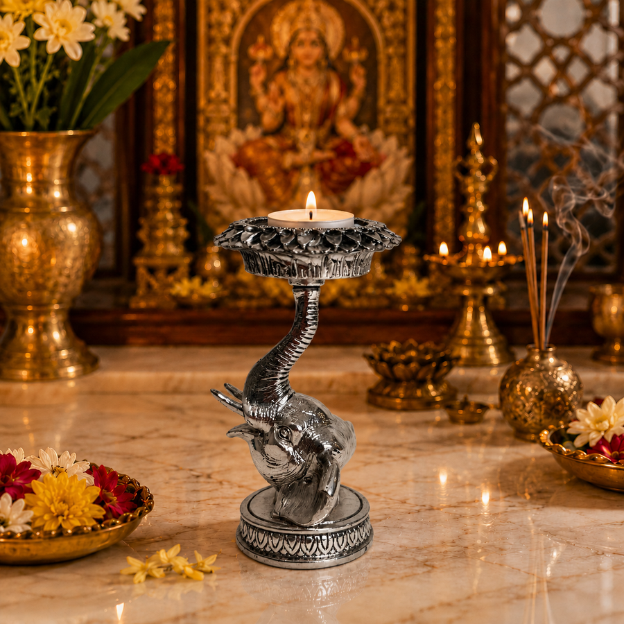 Elaris Elephant Candle Holder Decorative Showpiece