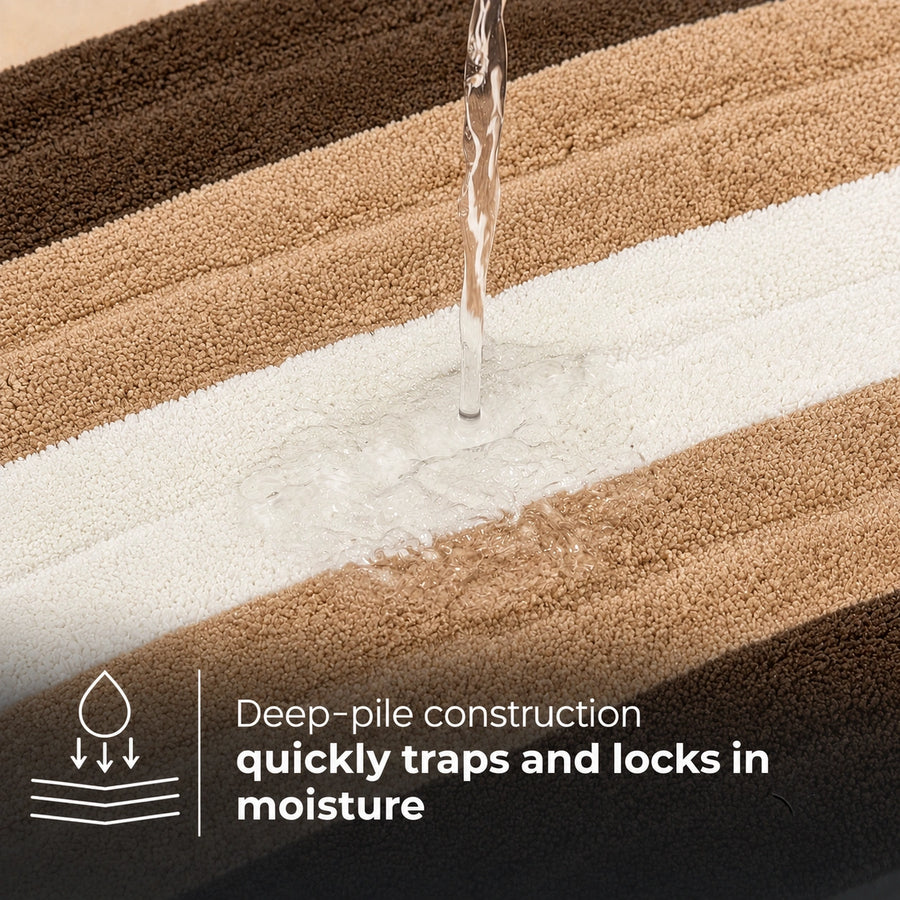 Modern Earth-Tone Striped Anti Slip Bath Mat, 40 x 60 cm