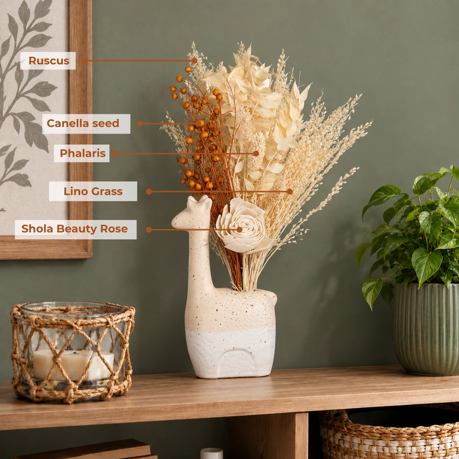 Elaris Cream Sculpt Dried Blooms With Vase