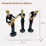 Elaris Musician Figurine Set - Black & Gold, Set of 3