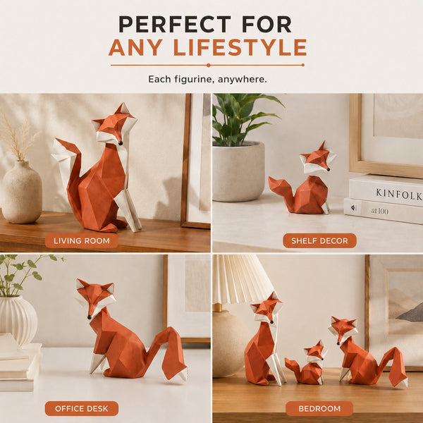 Elaris Geometric Fox Family Showpiece - Faceted Design