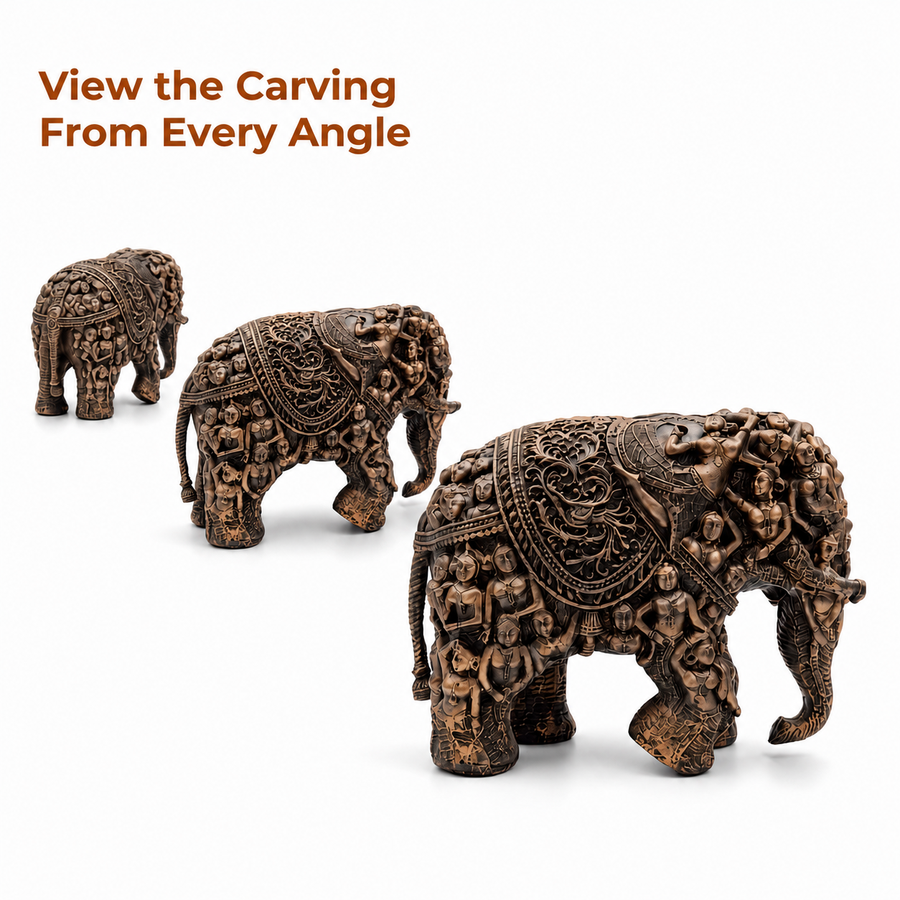 Elaris Tribal Art Elephant Showpiece - Heritage Bronze Finish