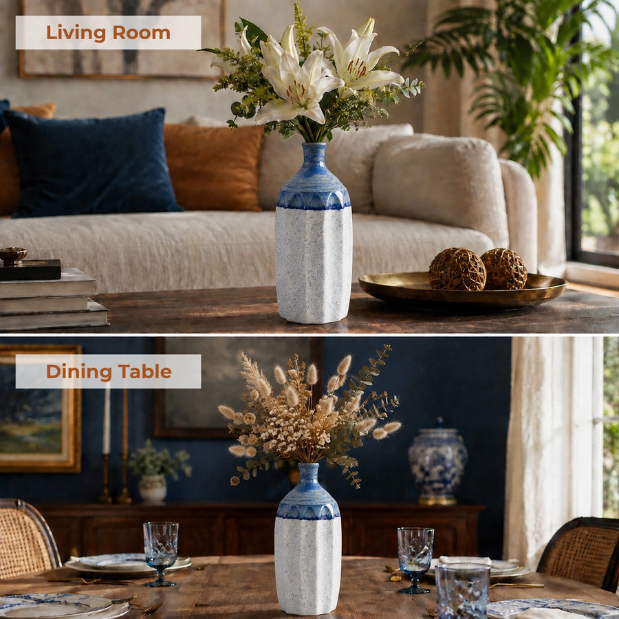 Elaris Fluted Bottle Handcrafted Ceramic Vase