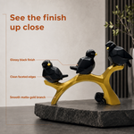 Elaris Birds Trio Showpiece - Black & Gold Branch Sculpture