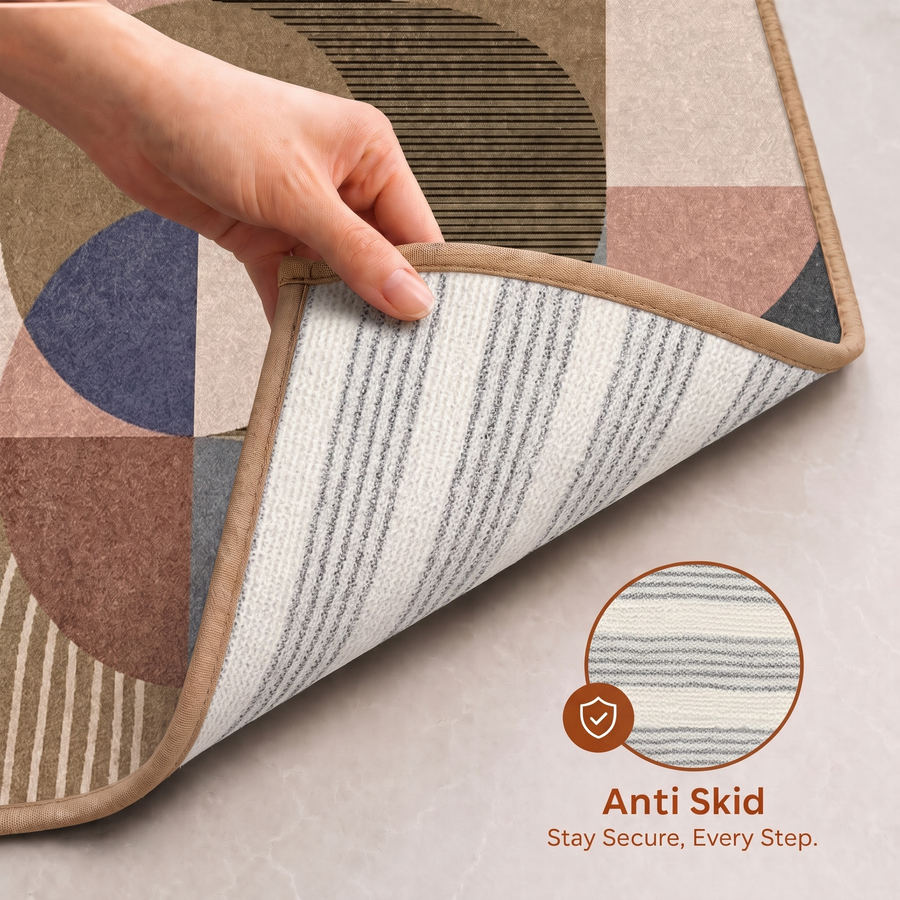 Modern Earth Mosaic Print Anti-skid Washable Carpet 4x6 ft