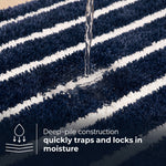 Navy Blue & White Striped Anti Slip Bath Mat, 50 x 80 cm