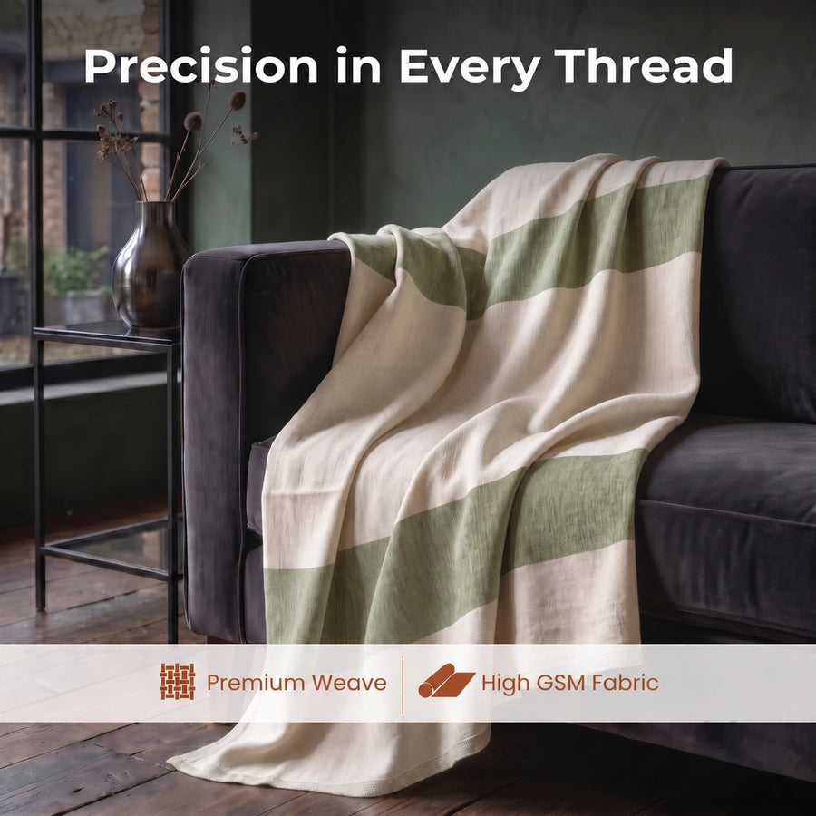 Elaris Sage & White Stripe Throw
