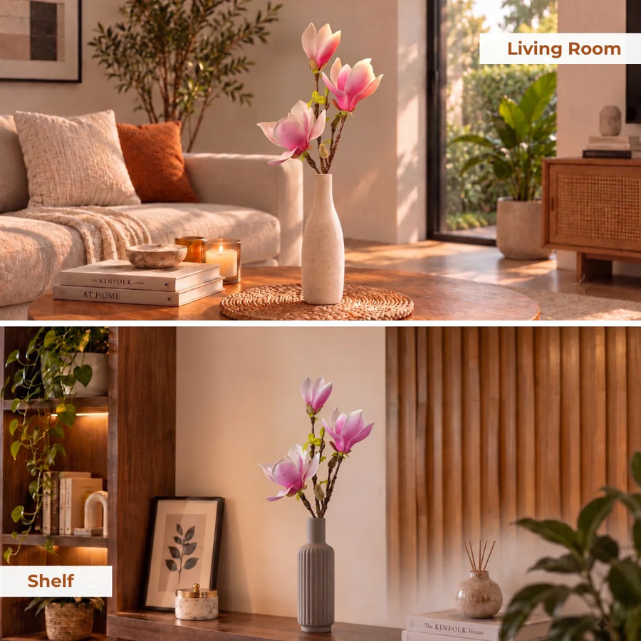 Elaris Everbloom Pink- White Magnolia – Single Stem, 80cm