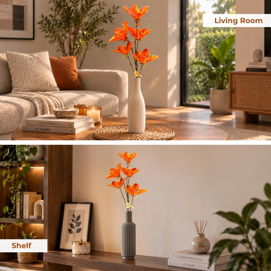 Elaris Everbloom Orange Lily – Single Stem, 80cm | EVA Foam