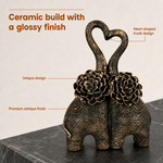 Elaris Elephant Pair Showpiece - Floral Bronze Detailing