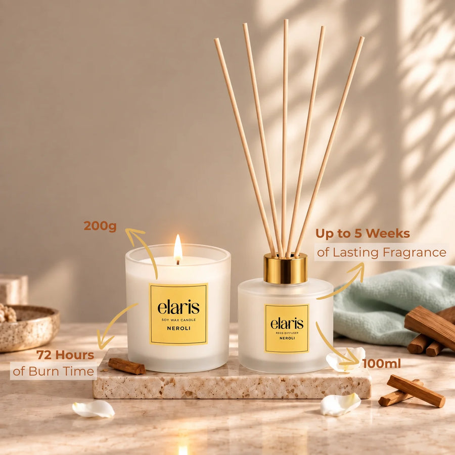 Elaris Neroli Candle & Reed Diffuser Gift Set
