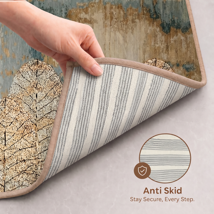 Botanical Serenity Print Anti-skid Washable Carpet 3x5 ft