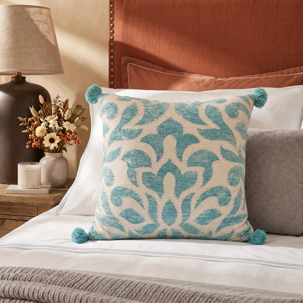 Elaris Indigo Damask Cushion Cover