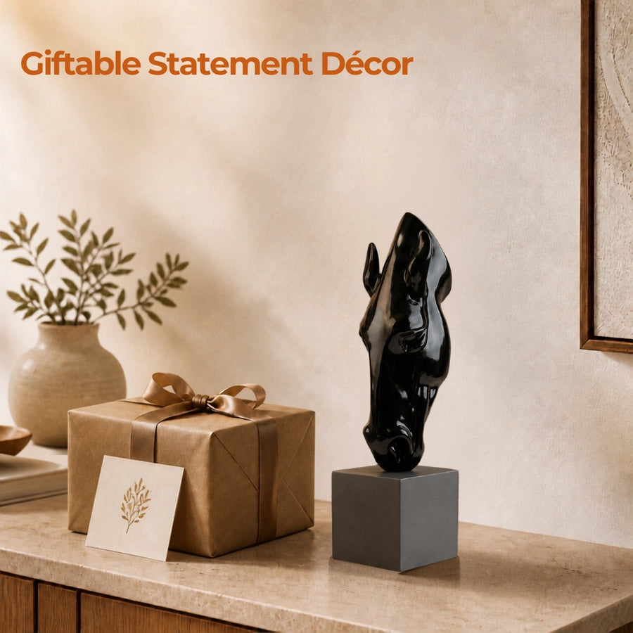 Elaris Abstract Horse Sculpture -  Black Finish