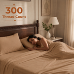 Elaris Solid Champagne Queen Fitted 100% Cotton Bedsheet Set