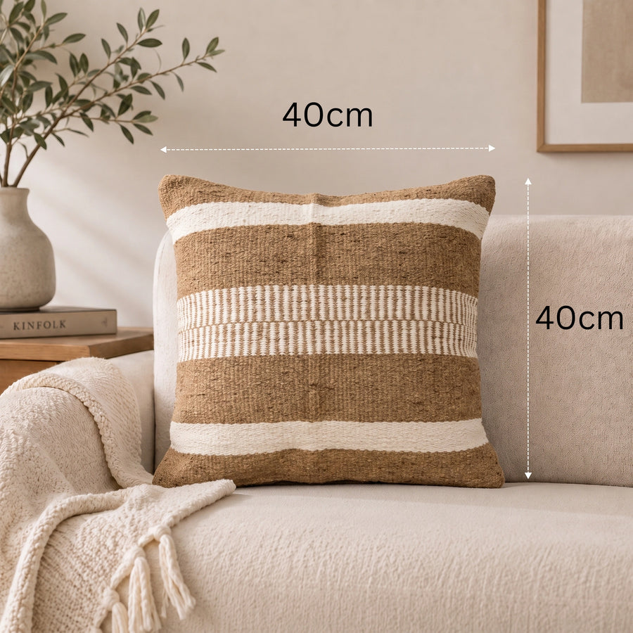 Elaris Terracotta Broad Stripe Cushion Cover