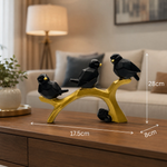Elaris Birds Trio Showpiece - Black & Gold Branch Sculpture