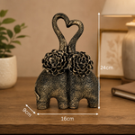 Elaris Elephant Pair Showpiece - Floral Bronze Detailing