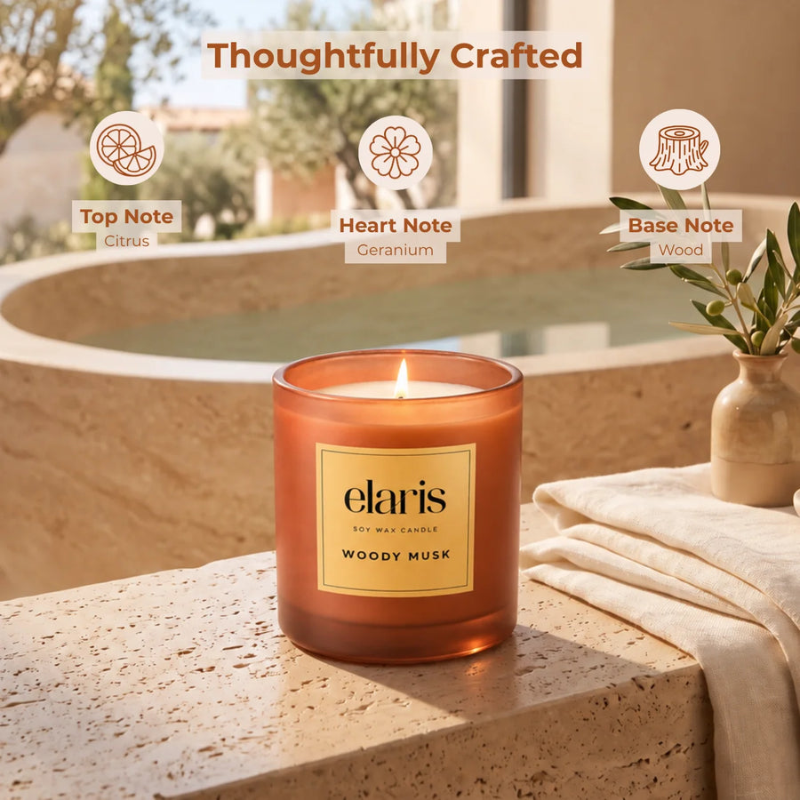 Elaris Woody Musk Scented Candle