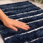 Navy Blue & White Striped Anti Slip Bath Mat, 50 x 80 cm