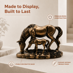 Elaris Graceful Mare & Foal Horse Sculpture Showpiece for Home & Office Décor | Nature-Inspired Decorative Figurine for Living Room, Study, Shelf & Console Table Styling