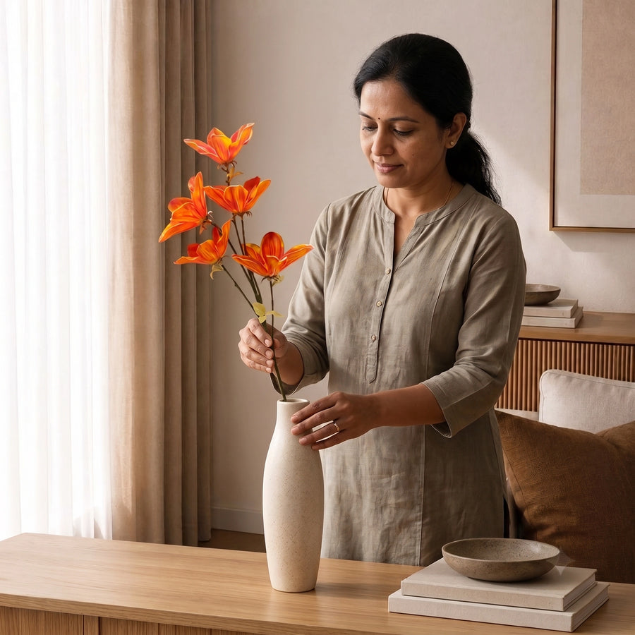Elaris Everbloom Orange Lily – Single Stem, 80cm | EVA Foam