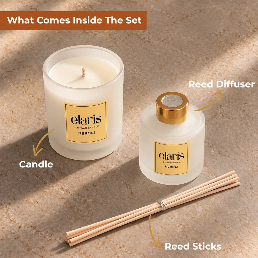 Elaris Neroli Candle & Reed Diffuser Gift Set