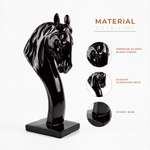 Elaris Horse Head Sculpture - Glossy Black Showpiece