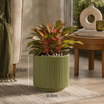 Elaris Ribbed Ceramic Planter - Sage Green, Single