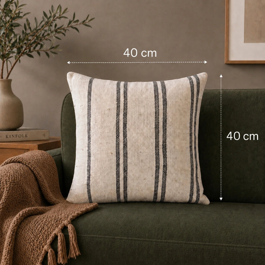 Elaris Grey Dual Stripe Cushion Cover