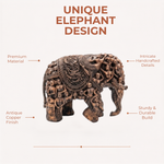 Elaris Tribal Art Elephant Showpiece - Heritage Bronze Finish
