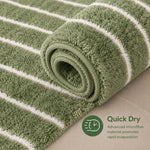 Sage Green & White Striped Anti Slip Bath Mat, 50 x 80 cm