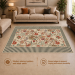 Botanical Print Anti-skid Washable Carpet 4x6 ft