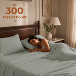 Elaris Solid Sage Green Queen Fitted 100% Cotton Bedsheet Set