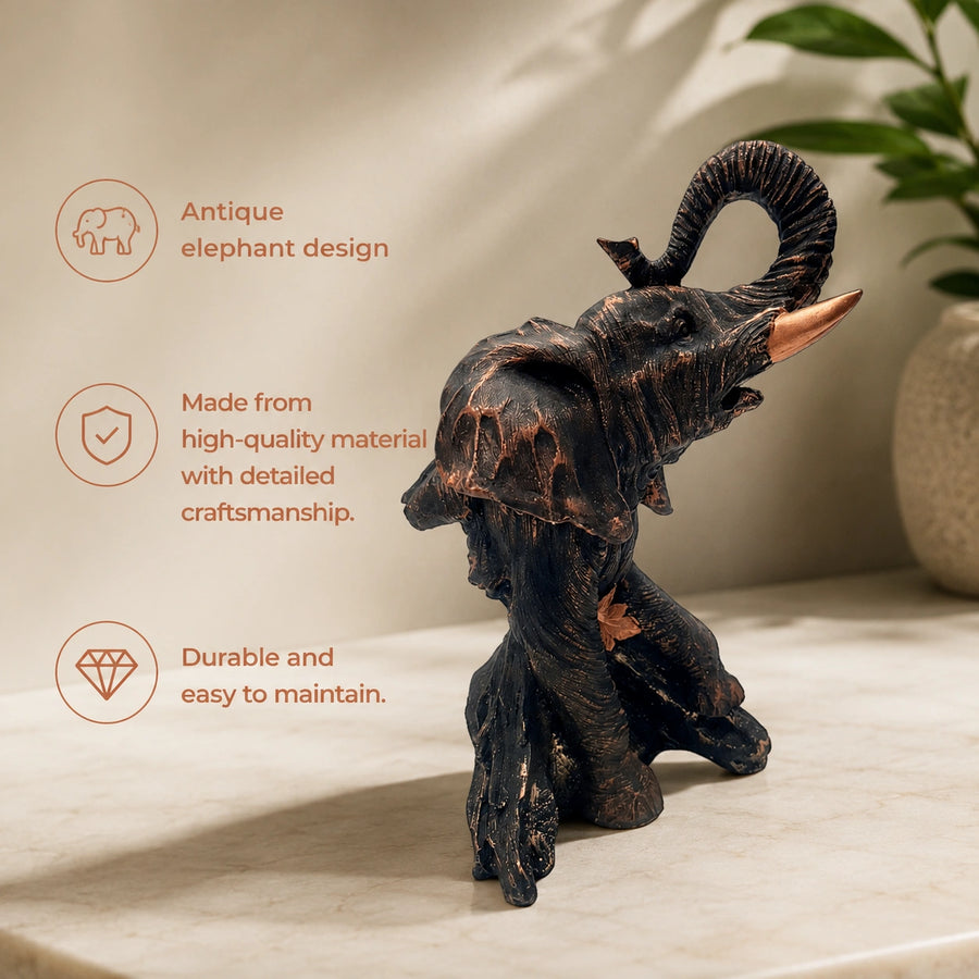 Elaris Majestic Elephant Figurine - Bronze Showpiece