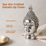 Elaris Buddha Face Idol – Silver Plated Home Showpiece
