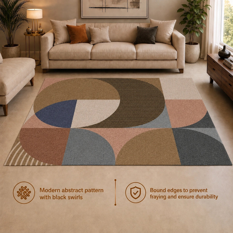 Modern Earth Mosaic Print Anti-skid Washable Carpet 4x6 ft