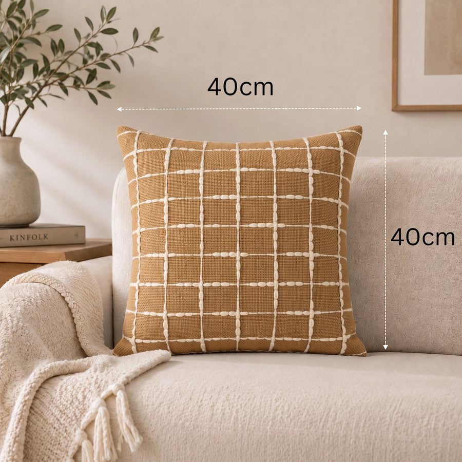 Elaris Terracotta Grid Cushion Cover
