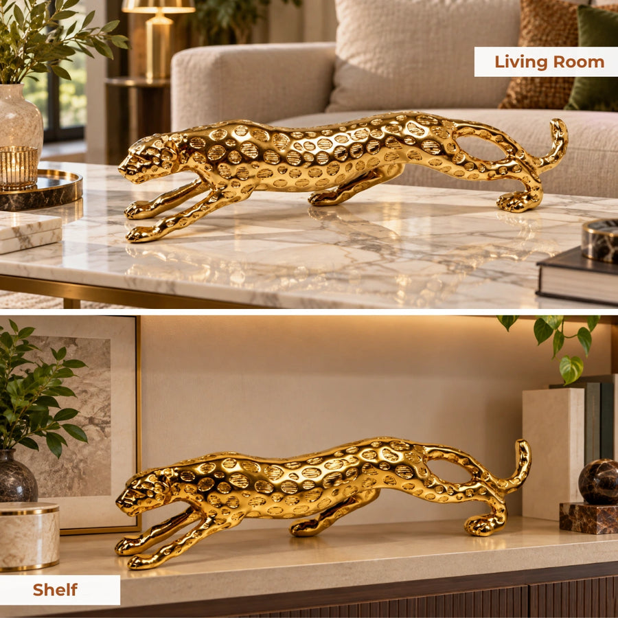 Elaris Leaping Jaguar Showpiece