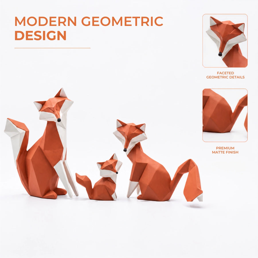 Elaris Geometric Fox Family Showpiece - Faceted Design